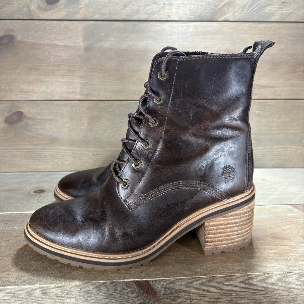 timberland sienna womens size 7 shoes brown leather heel ankle boots